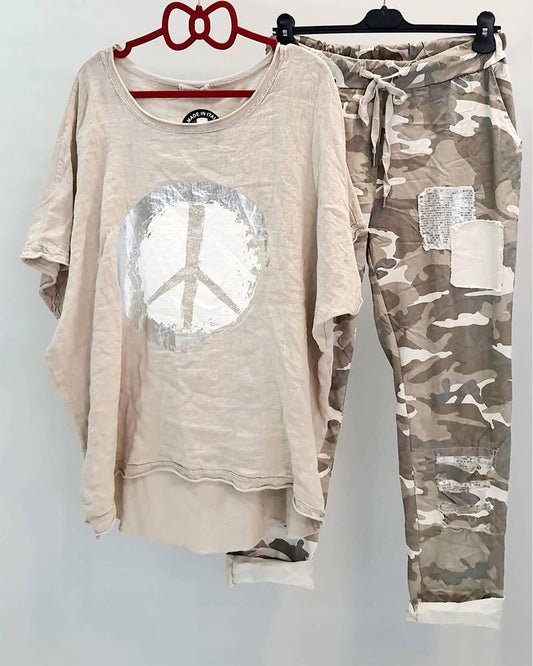 Camouflage Women's Printed Casual Two-piece Suit