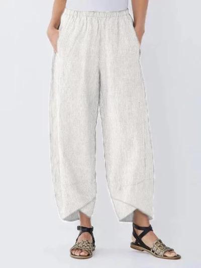 Summer Pockets Striped Casual Capri Pants