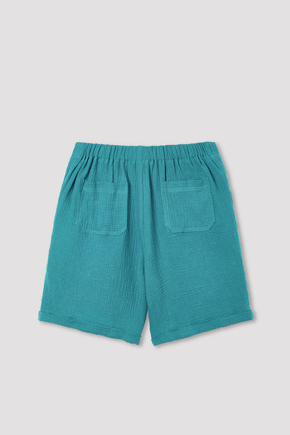Magenta Cotton Solid with Buttons Casual Shorts