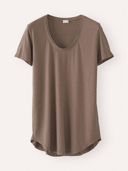 White Solid Round Neck Casual Blouse