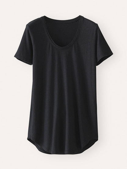 White Solid Round Neck Casual Blouse