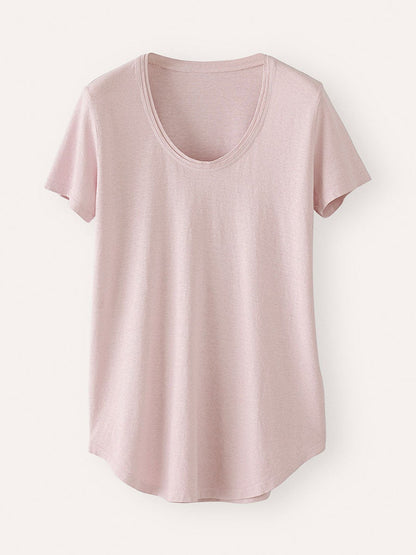 White Solid Round Neck Casual Blouse